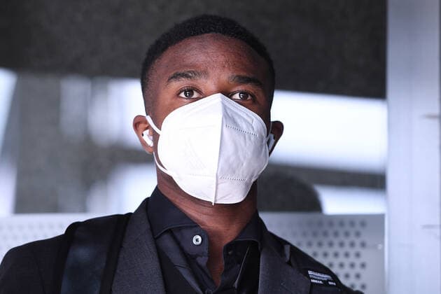 Soccer Europa League departure Borussia Dortmund to Glasgow on 23 02 2023 at Dortmund Airport in Dortmund Youssoufa Moukoko Dortmund xRx