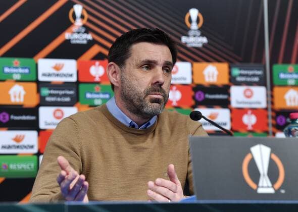 PXL_Dinamo Zagreb Press Coach of Dinamo Zeljko Kopic during press conference, PK, Pressekonferenz of Dinamo Zagreb football club, in Zagreb, Croatia, on February 23, 2022. Dinamo Zagreb will face Spanish club Sevilla on February 24 in the secodn leg in knockout round play-offs of the UEFA Europa League. MarkoxLukunic PIXSELL