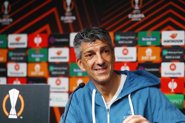San Sebastian PK 23 02 2022 Donostia San Sebastian, 23 02 2022, Estadio Anoeta, Football, UEFA Europa League, Press conference on the eve of the match Real Sociedad San Sebastian ESP vs RB Leipzig GER , In picture coach Imanol Alguacil San Sebastian , UEFA regulations prohibit any use of photographs as image sequences and or quasi video , Picture Point
