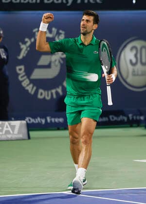 Novak Djokovic SRB makes fist and cheers, cheers, joy, emotion Tennis Dubai Duty Free Tennis Championships ATP Dubai Duty Free Tennis Stadium Dubai United Arab Emirates 23 February 2022 Copyright: xJuergenxHasenkopfx