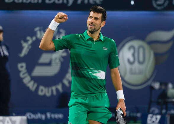 Novak Djokovic SRB makes fist and cheers, cheers, joy, emotion Tennis Dubai Duty Free Tennis Championships ATP Dubai Duty Free Tennis Stadium Dubai United Arab Emirates 23 February 2022 Copyright: xJuergenxHasenkopfx