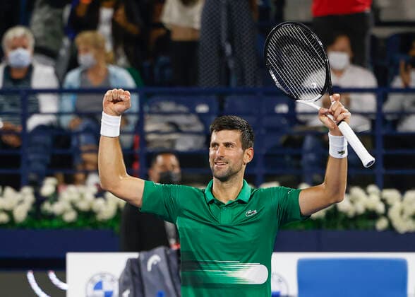 Novak Djokovic SRB cheers after victory, jubilation, joy, emotion Tennis Dubai Duty Free Tennis Championships ATP Dubai Duty Free Tennis Stadium Dubai United Arab Emirates 23 February 2022 Copyright: xJuergenxHasenkopfx