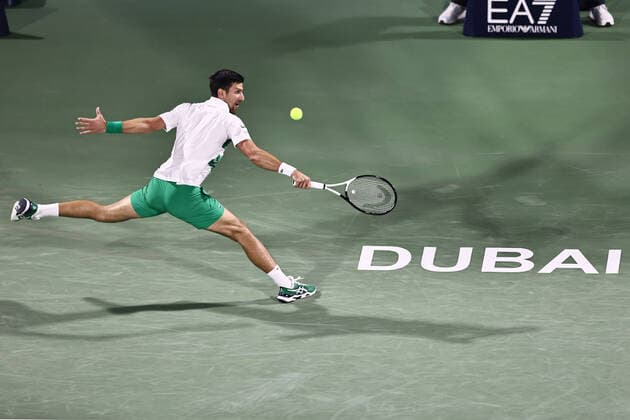 Novak Djokovic, SRB, during mens second round of 2022 Dubai Championships in Dubai, 23 02 2022