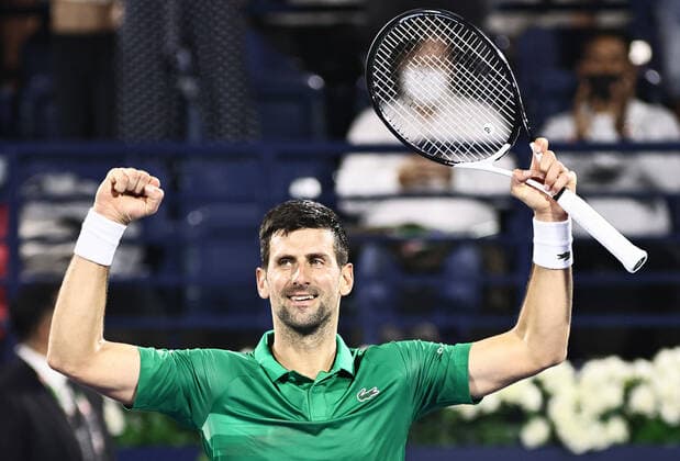 Novak Djokovic, SRB, during mens second round of 2022 Dubai Championships in Dubai, 23 02 2022