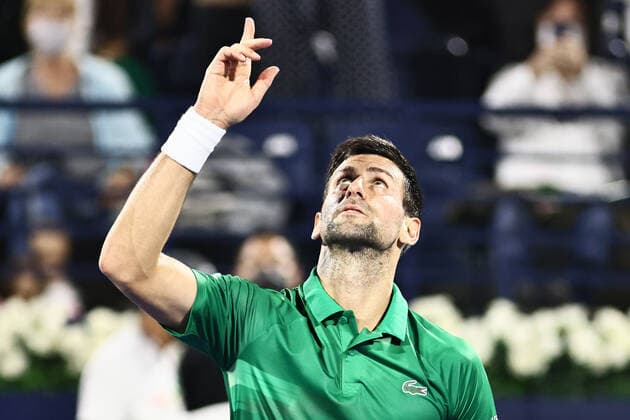 Novak Djokovic, SRB, during mens second round of 2022 Dubai Championships in Dubai, 23 02 2022