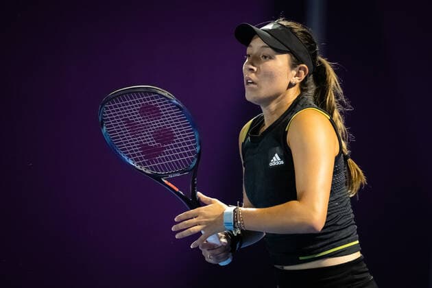 February 23, 2022, DOHA, QATAR: Jessica Pegula of the United States in action during the third round of the 2022 Qatar TotalEnergies Open 2022 WTA, Tennis Damen 1000 tennis tournament against Maria Sakkari of Greece DOHA QATAR - ZUMAa181 20220223_zaa_a181_041 Copyright: xRobxPrangex