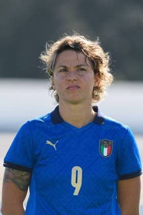 Lagos, Portugal, Feb 23rd 2022: Valentina Giacinti (9 Italy) before the Algarve Cup final between Sweden and Italy at Estadio Municipal de Lagos, Portugal. Sven Beyrich SPP Sweden v Italy - Algarve Cup - Estadio Municipal de Lagos 