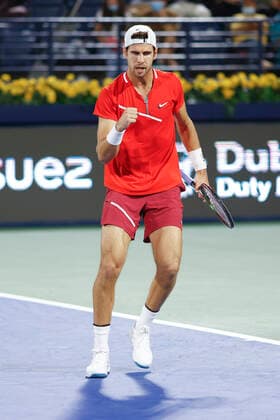 Karen Khachanov makes fist and cheers,jubilation,joy,emotion Copyright: xJuergenxHasenkopfx