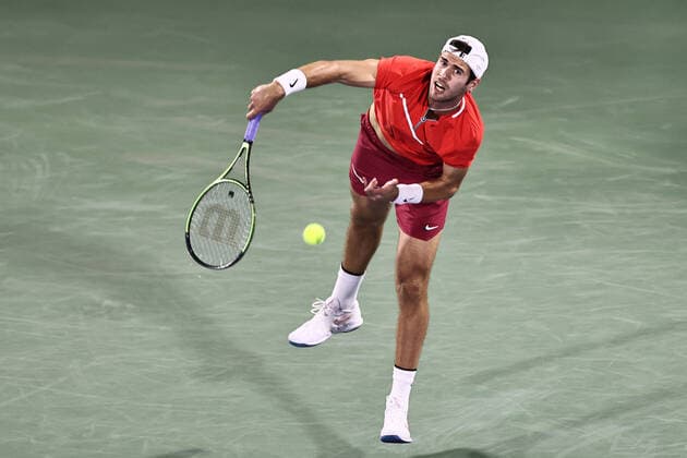Karen Khachanov, RUS, during mens second round of 2022 Dubai Championships in Dubai, 23 02 2022