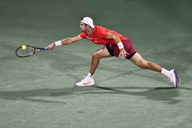 Karen Khachanov, RUS, during mens second round of 2022 Dubai Championships in Dubai, 23 02 2022