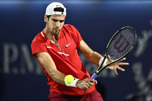 Karen Khachanov, RUS, during mens second round of 2022 Dubai Championships in Dubai, 23 02 2022