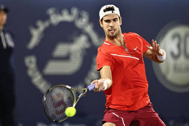Karen Khachanov, RUS, during mens second round of 2022 Dubai Championships in Dubai, 23 02 2022