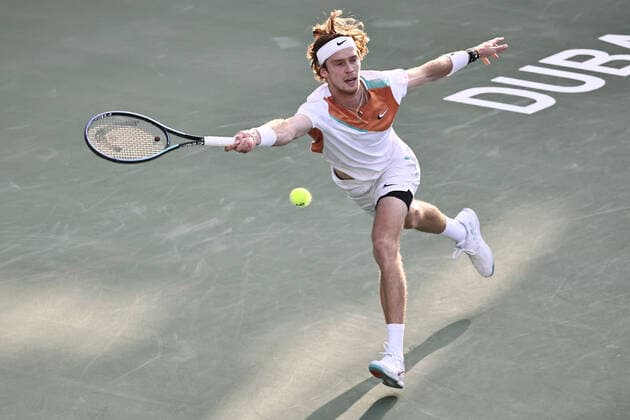 Andrey Rublev, RUS, during mens second round of 2022 Dubai Championships in Dubai, 23 02 2022