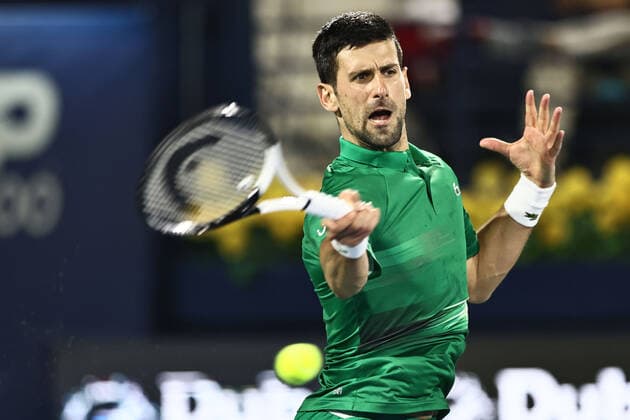 Novak Djokovic, SRB, during mens second round of 2022 Dubai Championships in Dubai, 23 02 2022