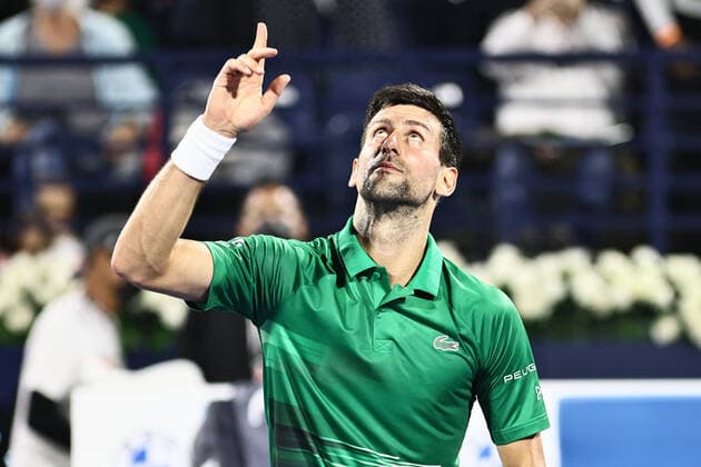 Novak Djokovic, SRB, during mens second round of 2022 Dubai Championships in Dubai, 23 02 2022