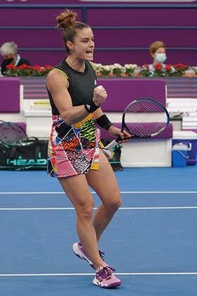 Doha, 24.02.2022 TENIS ZIEMNY KOBIET TURNIEJ WTA, Tennis Damen 1000 DOHA QATAR TOTAL ENERGIES OPEN TENNIS WOMEN TOURNAMENT WTA 1000 DOHA QATAR TOTAL ENERGIES OPEN NZ Coco Gauff Maria Sakkari FOT. Dominik Buszek 400mm NEWSPIX.PL --- Newspix.pl  DSC03281