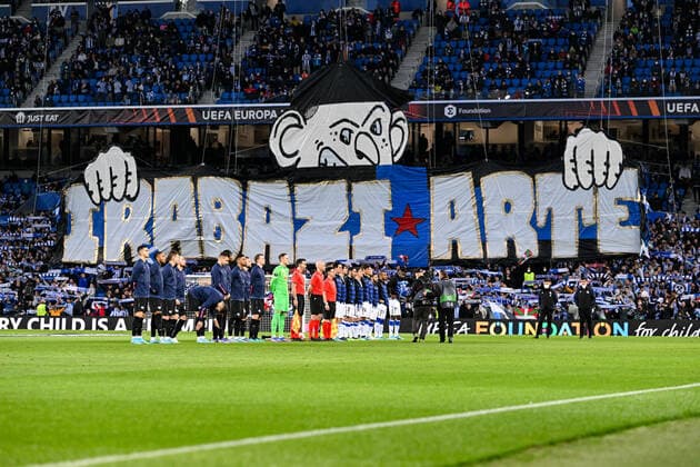 Choreography, Real Sociedad vs RB Leipzig, Europa League, PLayoff second leg, 24 02 2022 Copyright: xkolbert-press MarcxNiemeyerx