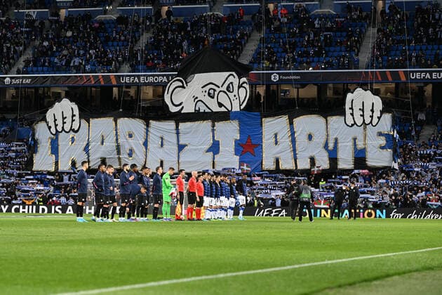Teams before the match, Real Sociedad vs RB Leipzig, Europa League, PLayoff second leg, 24 02 2022 Copyright: xkolbert-press MarcxNiemeyerx