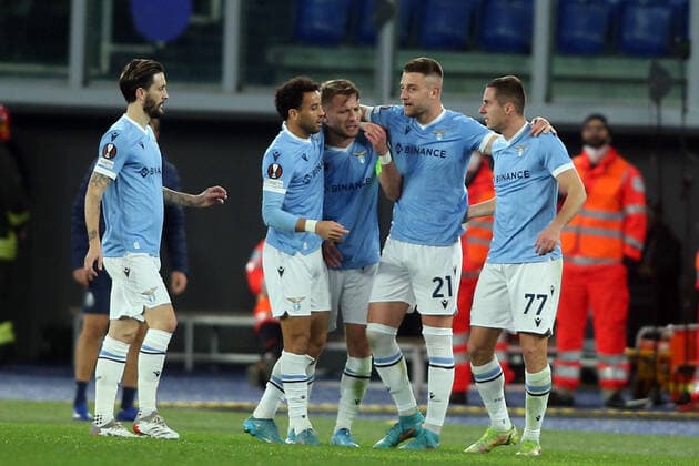 Rome, Italy - 24.02.2022: CIRO IMMOBILE (LAZIO) SCORE THE GOAL AND CELEBRATES during the UEFA Europa League Knockout Round Play-Offs Leg One soccer match between SS Lazio and Porto, at Olympic Stadium in Rome.  Copyright: xMarcoxIacobuccix xipa-agency.netx xMarcoxIacobuccix 0
