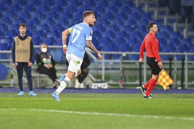 February 24, 2022, Rome, Italy: Ciro Immobile of SS LAZIO in action during the Knockout Round Play-Offs Leg Two - UEFA Europa League between SS Lazio and FC Porto at Stadio Olimpico on 24th of February, 2022 in Rome, Italy. football Europa League match - SS Lazio vs FC Porto, Rome, Italy  - ZUMAl164 20220224_zsa_l164_264 Copyright: xDomenicoxCippitellix
