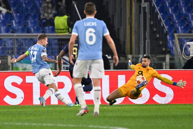 Photo Fabrizio Corradetti LaPresse February 24st 2022 Roma (Italy) Soccer Lazio - Porto Europa League 2021-2022 Play Off return - Olimpico Stadium of Roma In the pic: Ciro Immobile (SS Lazio) goal 1-0  Copyright: xFabrizioxCorradettix xLaPressex