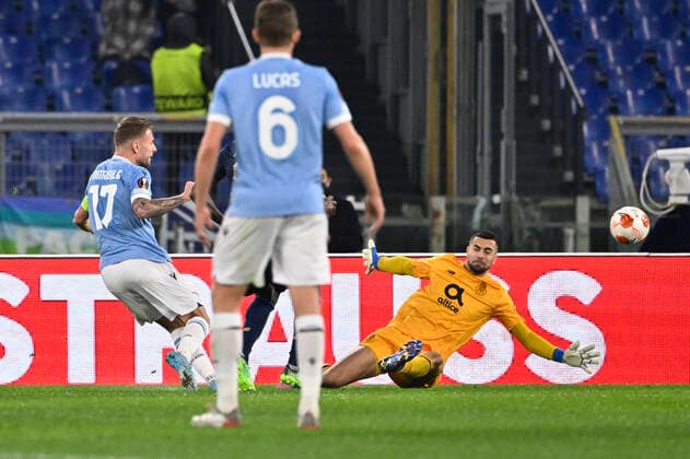 Photo Fabrizio Corradetti LaPresse February 24st 2022 Roma (Italy) Soccer Lazio - Porto Europa League 2021-2022 Play Off return - Olimpico Stadium of Roma In the pic:Ciro Immobile (SS Lazio) gol 1-0  Copyright: xFabrizioxCorradettix xLaPressex