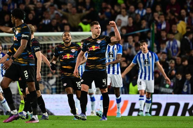 Goal celebration for 0 1 by Willi Orban 4 Leipzig , Real Sociedad vs RB Leipzig, Europa League, PLayoff second leg, 24 02 2022 Copyright: xkolbert-press MarcxNiemeyerx
