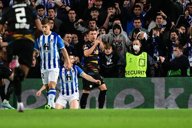 Goal celebration for 0 1 by Willi Orban 4 Leipzig , Real Sociedad vs RB Leipzig, Europa League, PLayoff second leg, 24 02 2022 Copyright: xkolbert-press MarcxNiemeyerx