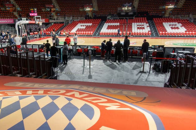 Cancelled basketball, FC Bayern ZSKA Moscow, on 24 02 2022, basketball Euroleague, FC Bayern Munich basketball ZSKA Moscow, season 2021 2022, in Munich, A U D I D O M E, Germany Source Copyright Credit Oryk HAIST xx