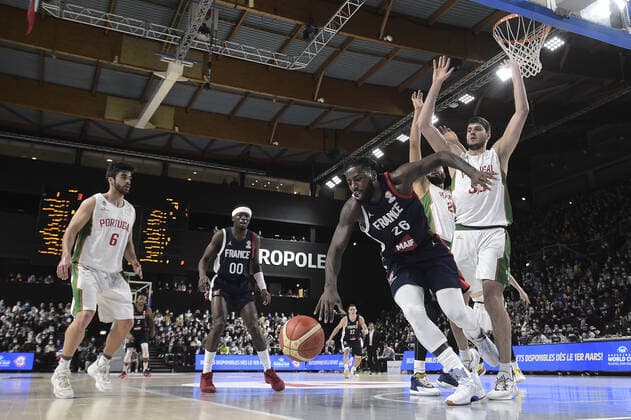 Mathias Lessort (France) BASKETBALL : France vs Portugal - Qualifications WC2023 - 24 02 2022 JBAutissier Panoramic 