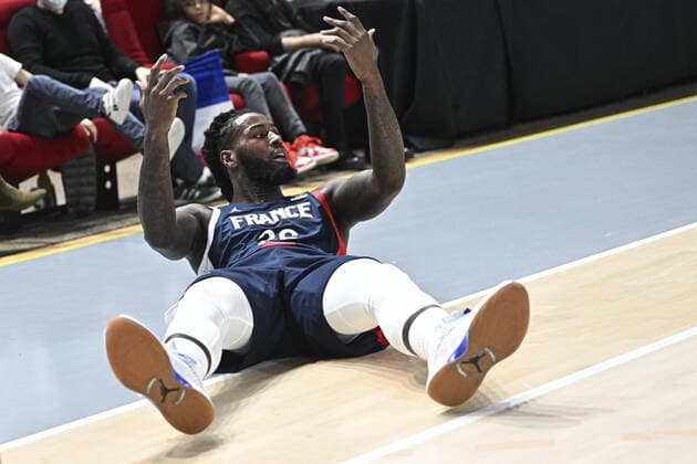 Mathias Lessort (France) BASKETBALL : France vs Portugal - Qualifications WC2023 - 24 02 2022 JBAutissier Panoramic 