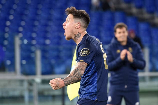 Otavio of FC Porto celebrates after Mateus Uribe of FC Porto scored second goal during the UEFA Europa League Knockout Round Play-Offs Leg two between SS Lazio and FC Porto at Stadio Olimpico, Rome, Italy on 24 February 2022. Photo by Giuseppe Maffia. Rome Stadio Olimpico Rome Italy Copyright: xGiuseppexMaffiax SP24-254-044