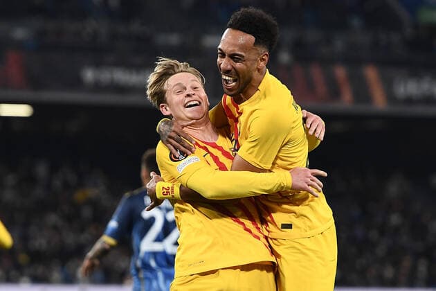 Db Napoli 24 02 2022 - Europa League Napoli-Barcellona foto Daniele Buffa Image nella foto: esultanza gol Frenkie de Jong 