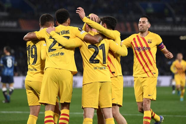 Db Napoli 24 02 2022 - Europa League Napoli-Barcellona foto Daniele Buffa Image nella foto: esultanza gol Frenkie de Jong 