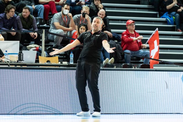 24 02 2022, Fribourg, Hall St Leonard, FIBA Men x92 s EuroBasket 2025 Pre Qualification Switzerland Ireland, Ilias Papatheodorou Switzerland Fribourg Hall St Leonard Fribourg Switzerland  Copyright: xJustPictures.ch SirianexDavetx
