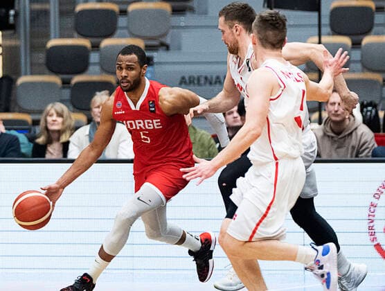 Norways Chris Ebou Ndow Denmark meets Norway in a European Championship qualifier in basketball, played in Naestved, Thursday 24 February 2022, Naestved Denmark  Copyright: fotograf@clausbech.dk ClausxBechx Cop10173 spdk20220224-200421-L