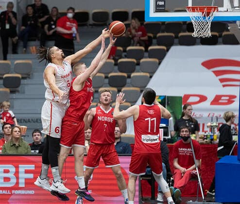 Denmarks Jonas Zohore Denmark meets Norway in a European Championship qualifier in basketball, played in Naestved, Thursday 24 February 2022, Naestved Denmark  Copyright: fotograf@clausbech.dk ClausxBechx Cop10173 spdk20220224-195520-L