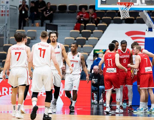 Denmark meets Norway in a European Championship qualifier in basketball, played in Naestved, Thursday 24 February 2022, Naestved Denmark  Copyright: fotograf@clausbech.dk ClausxBechx Cop10173 spdk20220224-195649-L