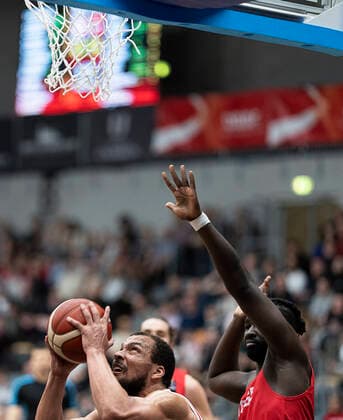 Denmarks Kevin Larsen Denmark meets Norway in a European Championship qualifier in basketball, played in Naestved, Thursday 24 February 2022, Naestved Denmark  Copyright: fotograf@clausbech.dk ClausxBechx Cop10173 spdk20220224-211955-L