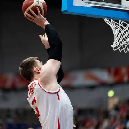 Denmarks Asbjoern Midtgaard Denmark meets Norway in a European Championship qualifier in basketball, played in Naestved, Thursday 24 February 2022, Naestved Denmark  Copyright: fotograf@clausbech.dk ClausxBechx Cop10173 spdk20220224-212657-L