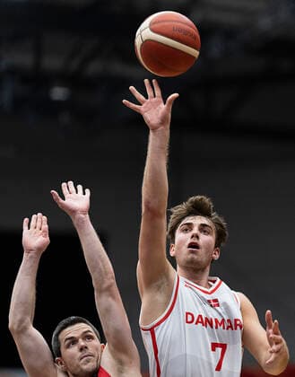 Denmarks Noah Churchill Denmark meets Norway in a European Championship qualifier in basketball, played in Naestved, Thursday 24 February 2022, Naestved Denmark  Copyright: fotograf@clausbech.dk ClausxBechx Cop10173 spdk20220224-213143-L