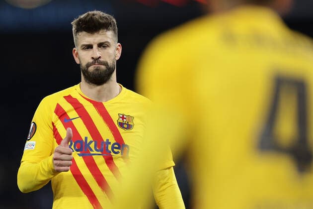 Gerard Pique of Barcelona during the Europa League Knock-out Play-off Second leg football match between SSC Napoli and FC Barcelona, Barca at Diego Armando Maradona stadium in Napoli (Italy), February 24th, 2021. Photo Cesare Purini Insidefoto cesarexpurini