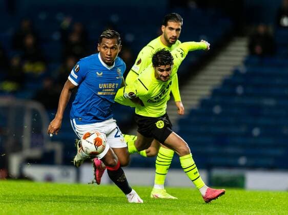 Mandatory Credit: Photo by Luke Nickerson Rangers FC Shutterstock (12821152r) Rangers Forward Alfredo Morelos Rangers v Borussia Dortmund, UEFA Europa League, Play-offs, Second Leg, Football, Ibrox Stadium, Glasgow, UK - 24 Feb 2022 Rangers v Borussia Dortmund, UEFA Europa League, Play-offs, Second Leg, Football, Ibrox Stadium, Glasgow, UK - 24 Feb 2022 Copyright: xLukexNickerson RangersxFC Shutterstockx 12821152r
