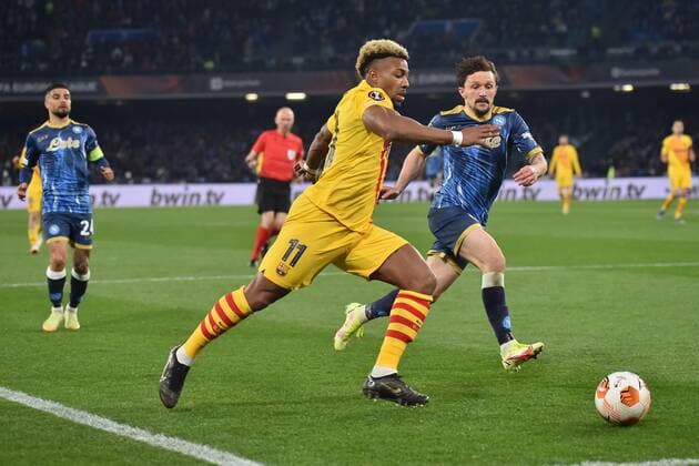 IPP20220224 Football - soccer: UEFA Europa League 2021 2022, SSC Neapel - FC Barcelona, Barca Adama Traore (Verwendung nur in Deutschland - GERMANY ONLY) *** IPP20220224 Football soccer UEFA Europa League 2021 2022, SSC Napoli FC Barcelona, Adama Traore Use only in Germany GERMANY ONLY 