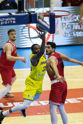 Feb,24, 2022,Ploiesti,Romania: FIBA EUROBASKET 2025 PRE-QUALIFIERS, Groupe B, Romania vs Albania, Sala Sporturilor Olimpia, Ploiesti Patrick RICHARD lay up no