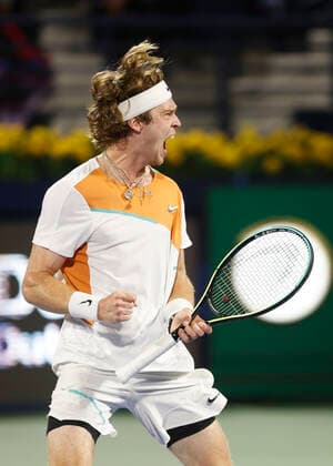 Andrey Rublev makes fist and cheers,jubilation,joy,emotion Copyright: xJuergenxHasenkopfx