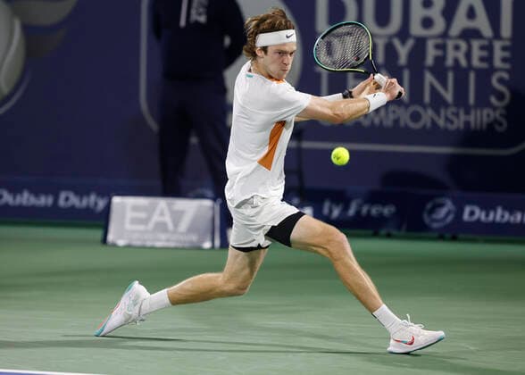 Andrey Rublev Tennis Dubai Duty Free Tennis Championships ATP Dubai Duty Free Tennis Stadium Dubai United Arab Emirates 25 February 2022 Copyright: xJuergenxHasenkopfx