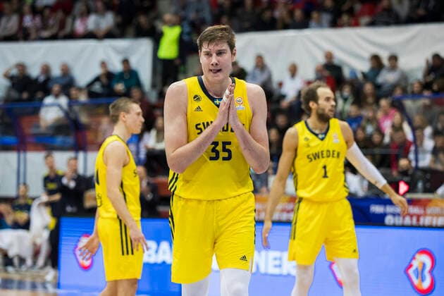 220225 Simon Birgander of Sweden during the FIBA World Cup Qualifier game between Croatia and Sweden on February 25, 2022 in Zagreb Photo Nikola Krstic BILDBYRAN COP 307 NK0006 basket basketball vm kval kval fiba world cup qualifiers sweden croatia bbeng,  Copyright: NIKOLAxKRSTIC BB220225BB779