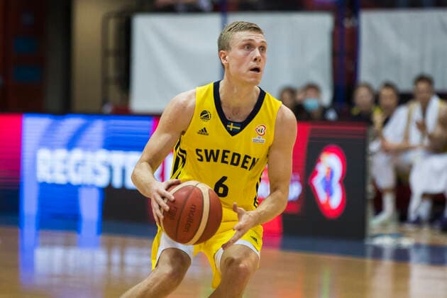 220225 Tobias Borg of Sweden during the FIBA World Cup Qualifier game between Croatia and Sweden on February 25, 2022 in Zagreb Photo Nikola Krstic BILDBYRAN COP 307 NK0006 basket basketball vm kval kval fiba world cup qualifiers sweden croatia bbeng,  Copyright: NIKOLAxKRSTIC BB220225BB813