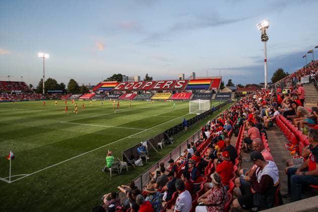 ALEAGUE ADELAIDE MARINERS, General view during the A-League match between the Adelaide United and the Central Coast Mariners at Coopers Stadium in Adelaide, Saturday, February 26, 2022. ( NO ARCHIVING, EDITORIAL USE ONLY, NO USE IN BOOKS WITHOUT CONSENT ADELAIDE SA AUSTRALIA  Copyright: xMATTxTURNERx 20220226001628322756